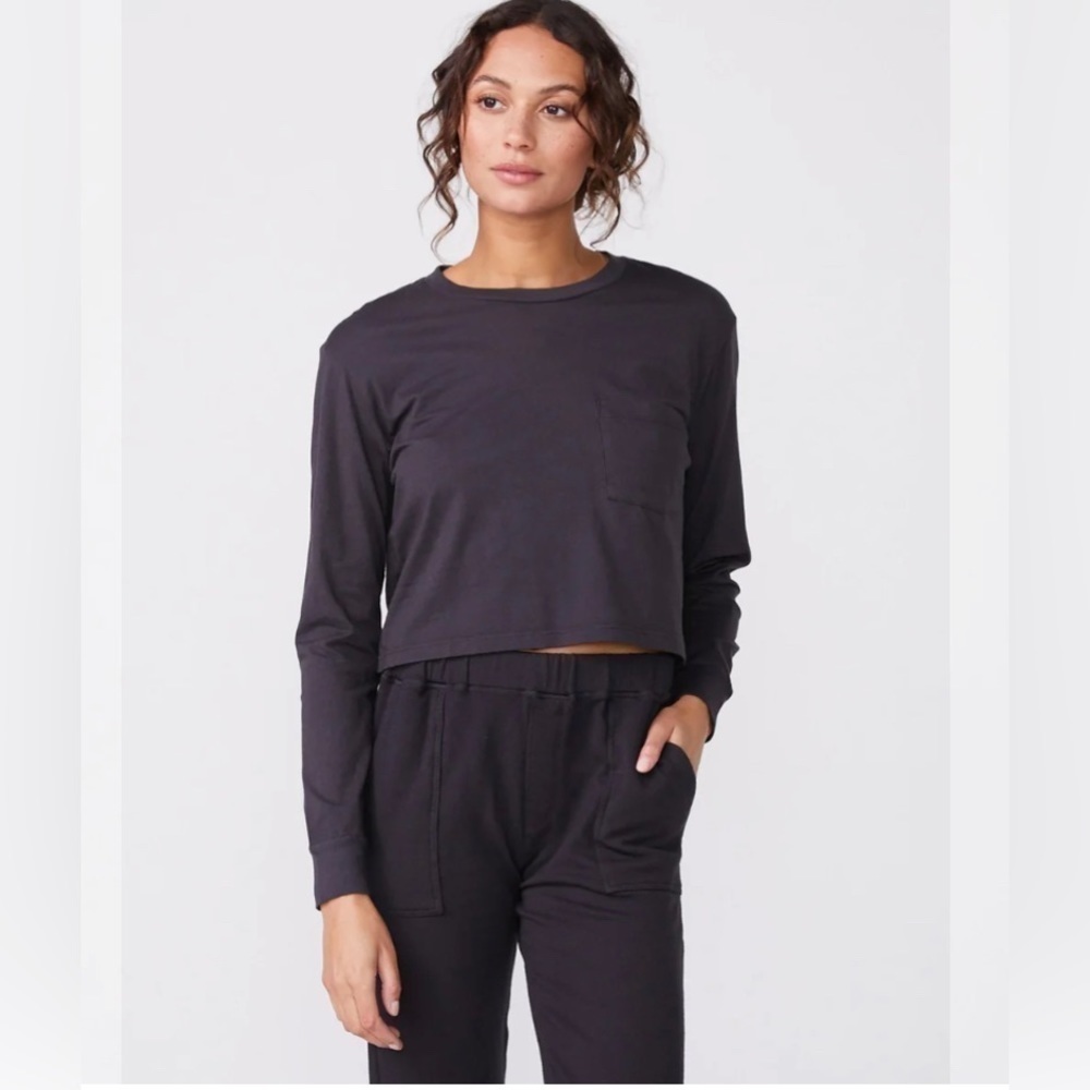 Monrow Long Sleeve Ex-Boyfriend Pocket Crew NWT